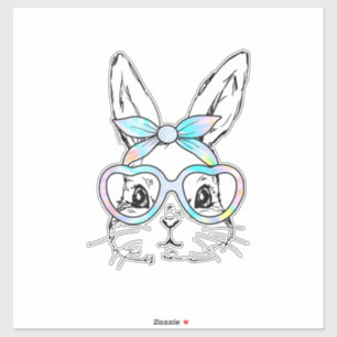 Cute Bunny Rabbit Face Tie Dye Glasses Girl Happy