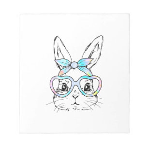 Cute Bunny Rabbit Face Tie Dye Glasses Girl Happy  Notepad