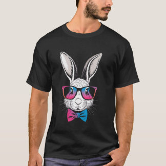 Cute Bunny Rabbit Face Tie Dye Glasses Girl Happy  T-Shirt
