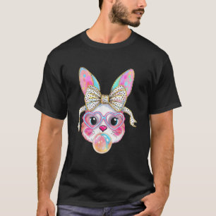 Cute Bunny Rabbit Face Tie Dye Glasses Girl Happy T-Shirt