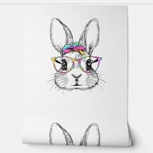Cute Bunny Rabbit Face Tie Dye Glasses Girl Happy Wallpaper