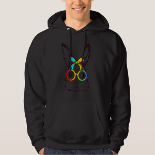 Cute Bunny Rabbit Face Tie Dye Glasses Happy Easte Hoodie