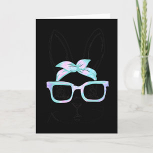 Cute Bunny Rabbit Face Tie Dye Gles Girl Happy Eas Card