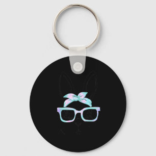 Cute Bunny Rabbit Face Tie Dye Gles Girl Happy Eas Key Ring