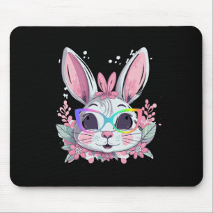Cute Bunny Rabbit Face Tie Dye Gles Girl Happy Eas Mouse Mat