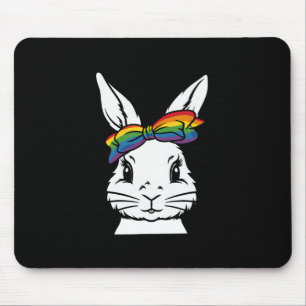 Cute Bunny Rabbit Face Tie Dye Gles Girl Happy Eas Mouse Mat