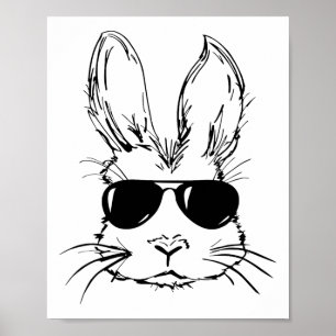 Cute Bunny Rabbit Face Tie Dye Gles Girl Happy Eas Poster