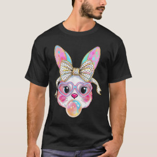 Cute Bunny Rabbit Face Tie Dye Gles Girl Happy Eas T-Shirt