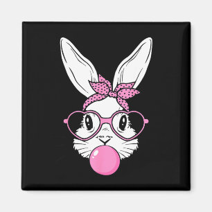Cute bunny rabbit face with bandana heart glassesC Magnet