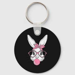 Cute Bunny Rabbit Face With Bandanna Heart Gles Bu Key Ring