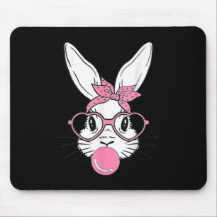 Cute Bunny Rabbit Face With Bandanna Heart Gles Bu Mouse Mat