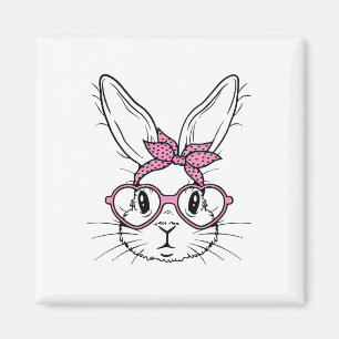Cute Bunny Rabbit Face With Bandanna Heart Gles Ea Magnet