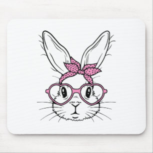 Cute Bunny Rabbit Face With Byndana Heart Gles Eas Mouse Mat