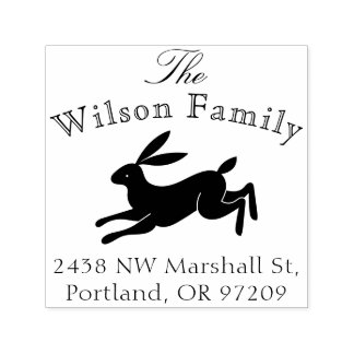 Cute Bunny Rabbit Family Name Return Address Self-inking Stamp