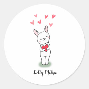 Cute Bunny rabbit Favor Gift Mailing Custom Classic Round Sticker