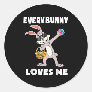 Cute Bunny Rabbit For Boys Girls Everybunny Lover Classic Round Sticker