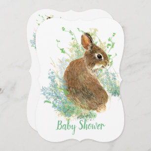 Cute Bunny Rabbit, Garden Animal Baby Shower Invitation