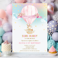 Cute Bunny Rabbit Hot Air Balloon 1st Birthday