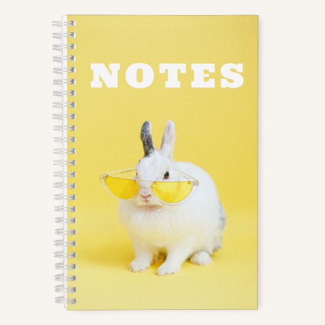 Cute Bunny Rabbit in Glasses Notebook (Front)
