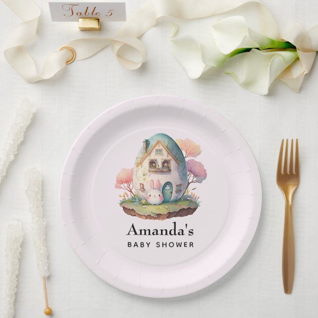 Cute Bunny Rabbit Japanese Kawaii Style Birthday Paper Plate (Wedding)