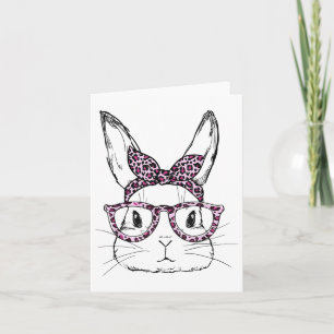 Cute Bunny Rabbit Leopard Gles Happy Easter Day Card