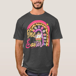 Cute Bunny Rabbit Leopard Rainbow Girl Happy Easte T-Shirt