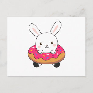 Cute bunny rabbit loaf Doughnut Sprinkles Pink Postcard