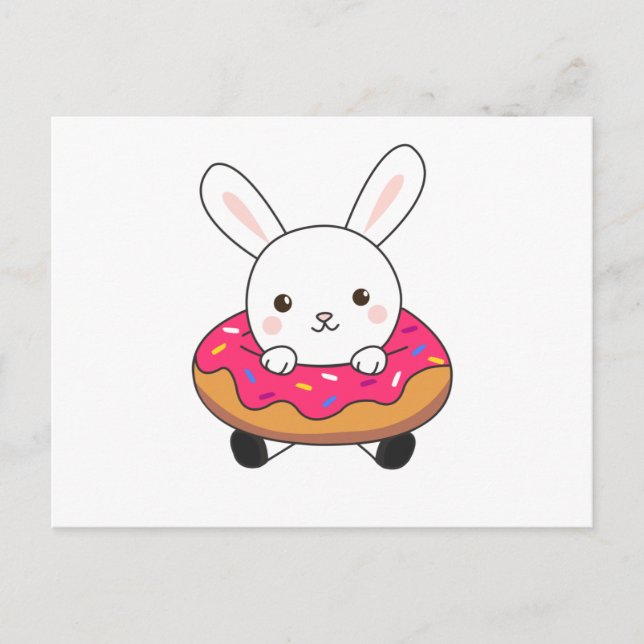 Cute bunny rabbit loaf Doughnut Sprinkles Pink Postcard (Front)