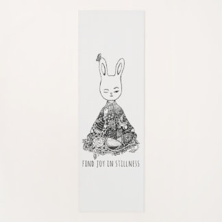Cute Bunny Rabbit Meditation Illustration Kid's Yoga Mat