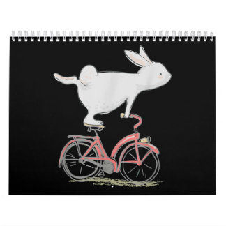 Cute Bunny Rabbit On Bike Cycling Bicycle Calendar