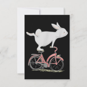 Cute Bunny Rabbit On Bike Cycling Bicycle Card