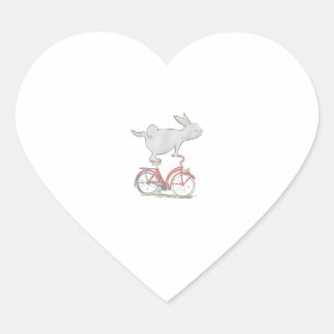 Cute Bunny Rabbit On Bike _ Cycling _ Bicycle  & G Heart Sticker