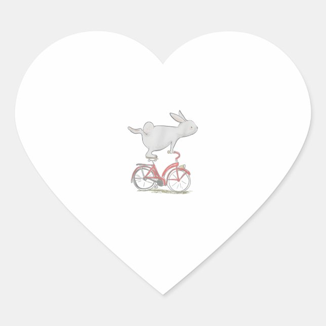 Cute Bunny Rabbit On Bike _ Cycling _ Bicycle  & G Heart Sticker (Front)