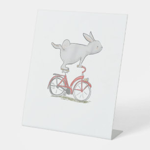 Cute Bunny Rabbit On Bike _ Cycling _ Bicycle & G Pedestal Sign