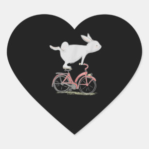 Cute Bunny Rabbit On Bike Cycling Bicycle Heart Sticker
