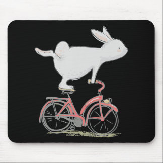 Cute Bunny Rabbit On Bike Cycling Bicycle Mouse Mat