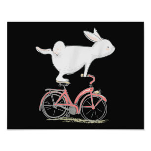 Cute Bunny Rabbit On Bike Cycling Bicycle Photo Print