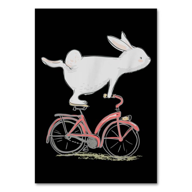 Cute Bunny Rabbit On Bike Cycling Bicycle Table Number (Front)
