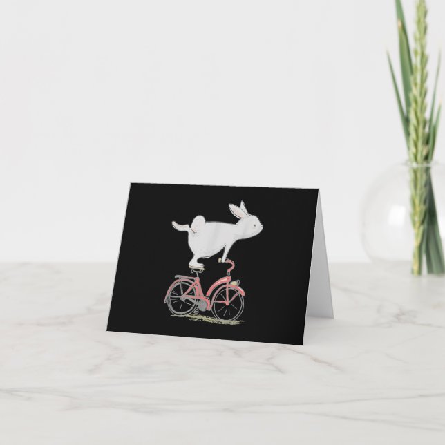 Cute Bunny Rabbit On Bike  Cycling  Bicycle Thank You Card (Front)