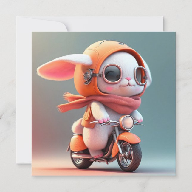 Cute Bunny Rabbit on Scooter (Front)