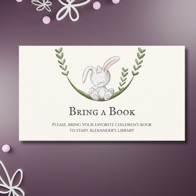 Cute Bunny Rabbit on Swing Bring a Book Enclosure Card (Creator Uploaded)