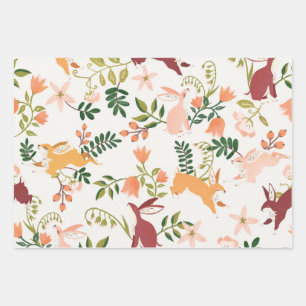 Cute Bunny Rabbit Pattern Design Wrapping Paper Sheet