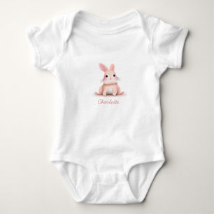 Cute Bunny Rabbit Personalised Name Kids Baby Bodysuit