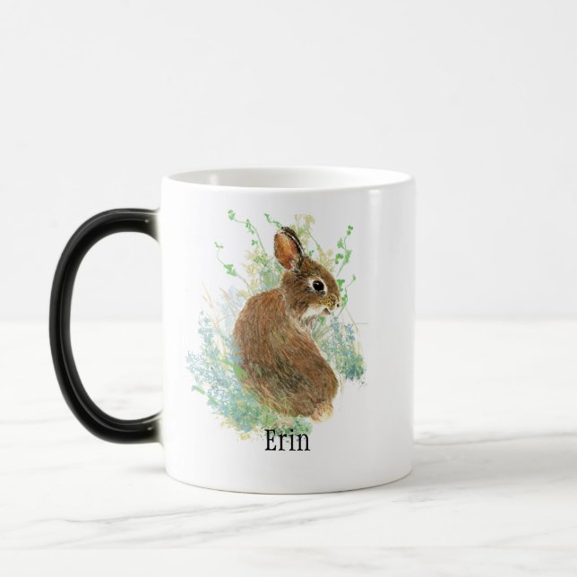 Cute Bunny Rabbit Pet Animal Custom Name   Coffee  Magic Mug (Left)