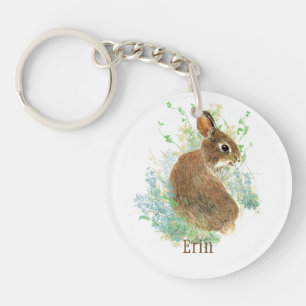 Cute Bunny Rabbit Pet Animal Custom Name Hoodie Bu Key Ring