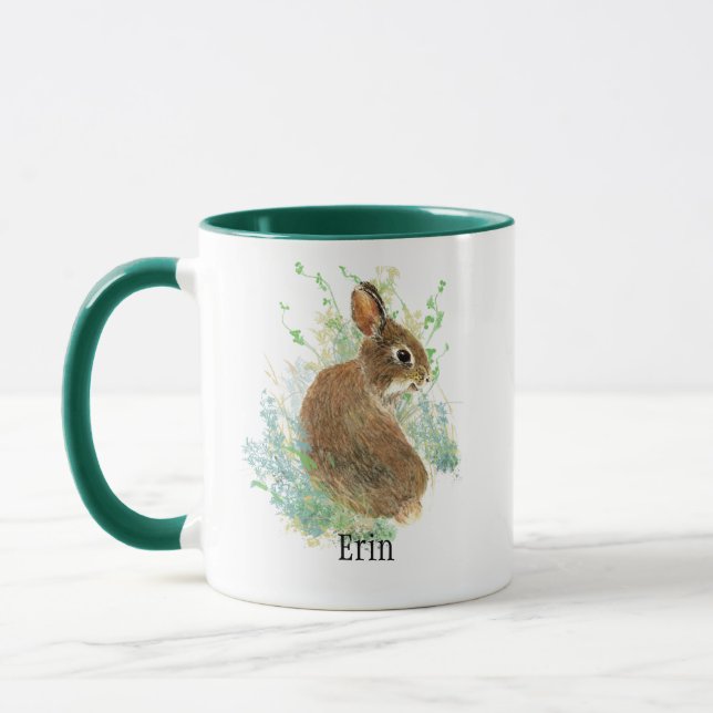 Cute Bunny Rabbit Pet Animal Custom Name   Mug (Left)