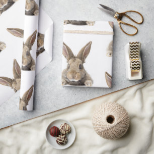 Cute Bunny Rabbit Photo Boy Girl Woodland Animals Wrapping Paper
