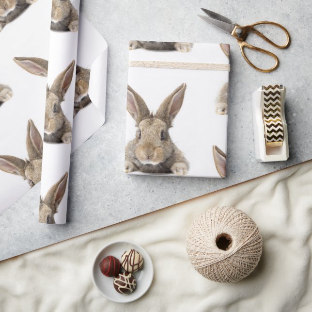 Cute Bunny Rabbit Photo Boy Girl Woodland Animals Wrapping Paper (Crafts)