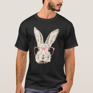 Cute Bunny Rabbit Pink Glasses Hipster Easter T-Shirt