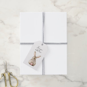Cute Bunny Rabbit Pink Heart Tail Baby Shower Gift Tags